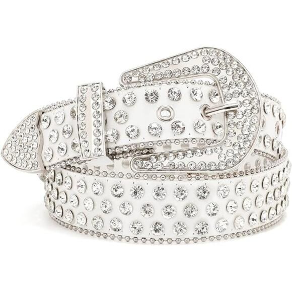 Rhinestone Belt for Men Women Western Cowboy Cowgirl Bling Studded - Picture 14 of 14